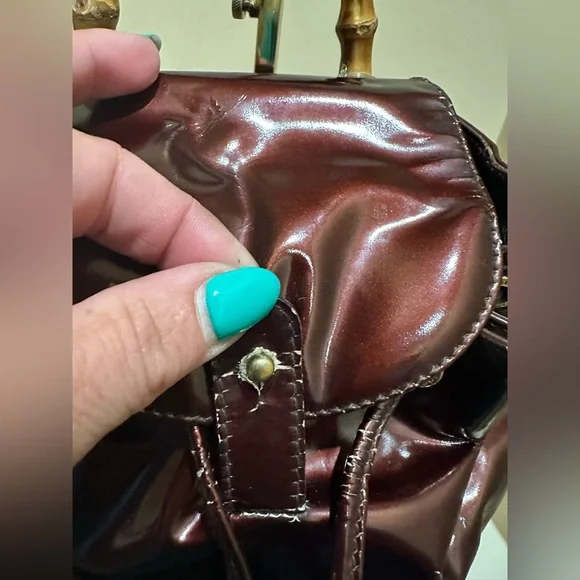 Gucci X Tom Ford Era Bamboo Patent Leather Bordeaux Mini 